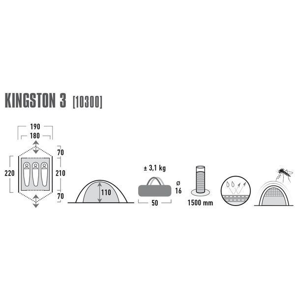 Палатка High Peak Kingston 3 Blue/Grey (10300) 926273 фото