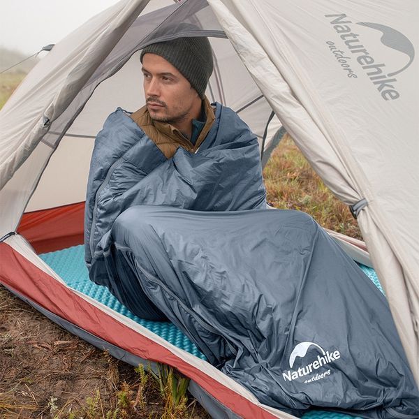 Спальник надлегкий Naturehike Ultralight LW180 NH21MSD09 лівий, (15&deg;C), p-p M, сіро-Синій 98783 фото