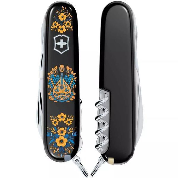 Швейцарский нож Victorinox Huntsman Ukraine 91 мм 15 функций Украинские мотивы Черный (1.3713.3_T1370u) V77552790 фото