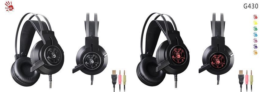 Гарнітура ігрова Bloody G430 з підсвічуванням, чорний колір G430 Bloody (Black) 1603249 фото
