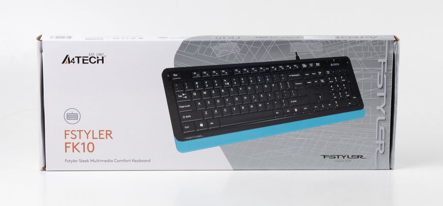 Клавиатура A4Tech Fstyler FK10 (Blue), USB, черный+голубой FK10 (Blue) 1604051 фото