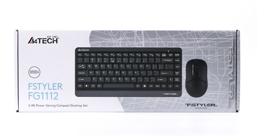A4Tech Fstyler FG1112, комплект беспроводной клавиатуры с мышью, черный цвет FG1112 (Black) 1604987 фото