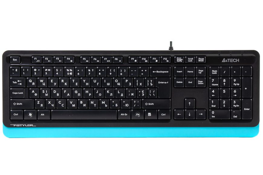 Клавиатура A4Tech Fstyler FK10 (Blue), USB, черный+голубой FK10 (Blue) 1604051 фото