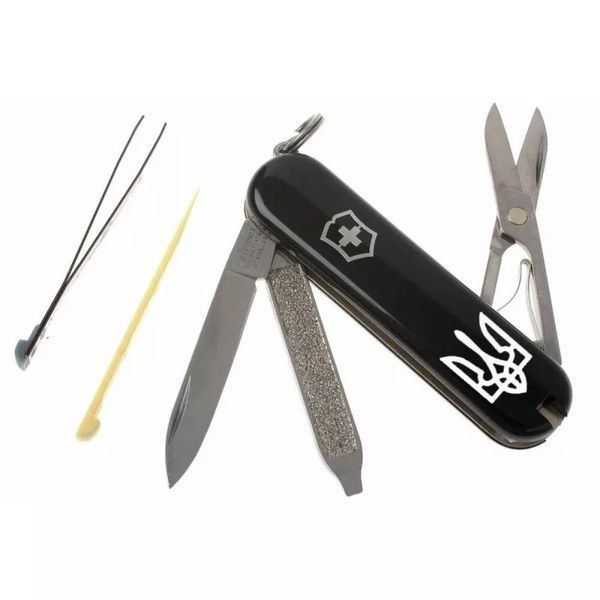 Швейцарський ніж Victorinox Classic SD Ukraine 58 мм 7 функцій Герб України (0.6223.3_T0010r) V77552887 фото
