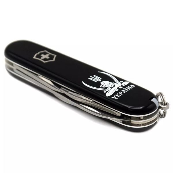 Швейцарський ніж Victorinox Spartan Ukraine 91 мм Козак із шаблями Чорний (1.3603.3_T1110u) V77553031 фото