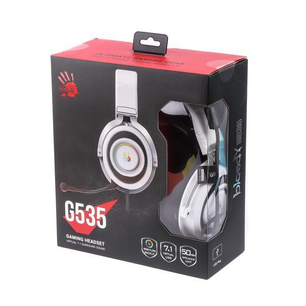 Гарнітура ігрова Bloody G535 з підсвічуванням, білий колір, USB G535 Bloody (Black+White) 1605417 фото