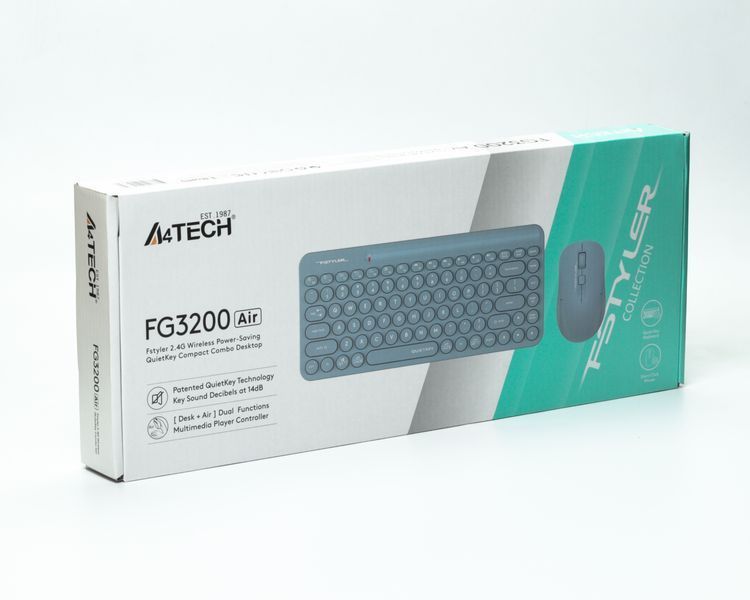 A4Tech Fstyler FG3200 Air (Blue), комплект беспроводной клавиатуры с мышью, цвет голубой FG3200 Air (Blue) 1606370 фото