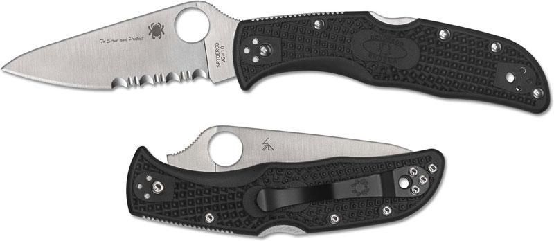 Ніж Spyderco Endela Thin Blue Line Напівсеррейтор C243FPSBKBL 871489 фото