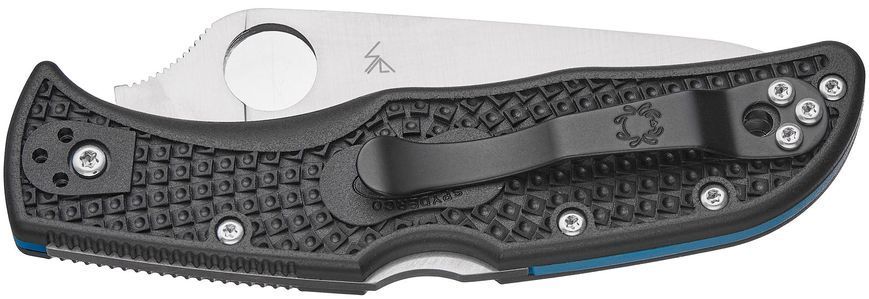 Ніж Spyderco Endela Thin Blue Line Напівсеррейтор C243FPSBKBL 871489 фото