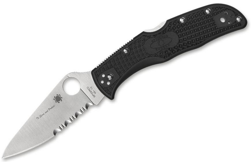 Ніж Spyderco Endela Thin Blue Line Напівсеррейтор C243FPSBKBL 871489 фото