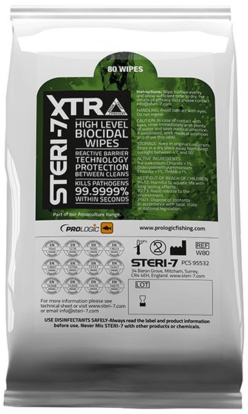 Салфетки Prologic Steri-7 Xtra High Level Biocidal Wipes 80 шт/уп. 18461297 фото