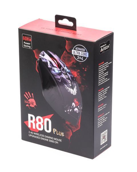 Мышь игровая беспроводная A4-Tech Bloody R80 Plus, черная с рисунком R80 Plus Bloody (Skull) 1605780 фото