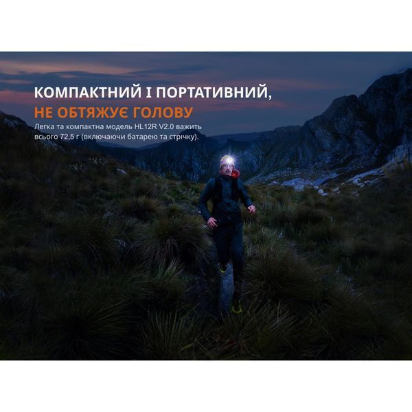 Фонарь налобный Fenix ​​HL12R V2.0 Серый HL12RV20Gr 100000227 фото