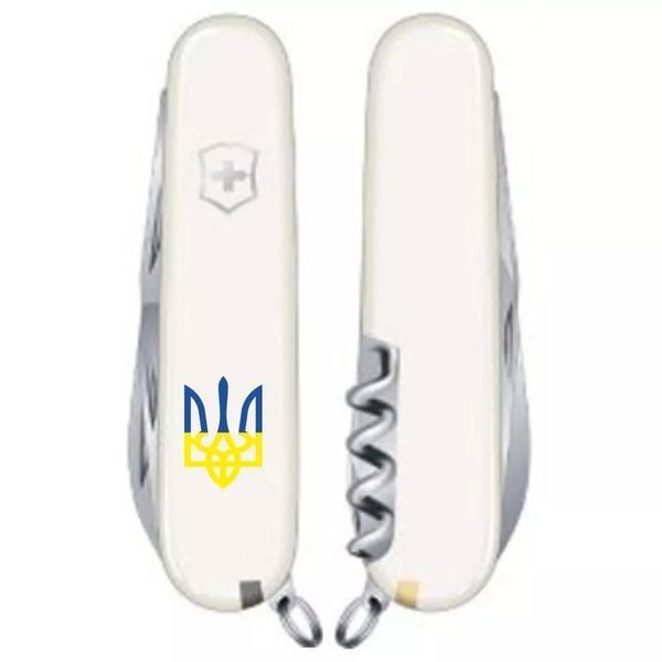Швейцарський ніж Victorinox Spartan Ukraine 91мм 12 функцій Білий Тризуб синьо-жовтий (1.3603.7_T0017u) V77553040 фото