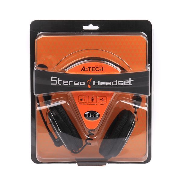 Навушники A4-Tech HU-50 USB з мікрофоном,чорні HU-50 (Black) 1604877 фото