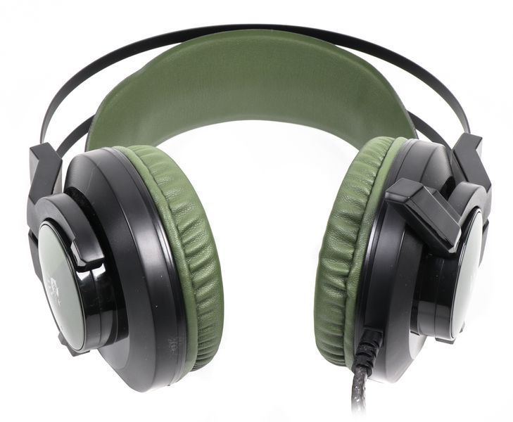 Наушники игровые Bloody J437 с микрофоном, цвет черный+зеленый, подсветка J437 Bloody (Army Green) 1603250 фото