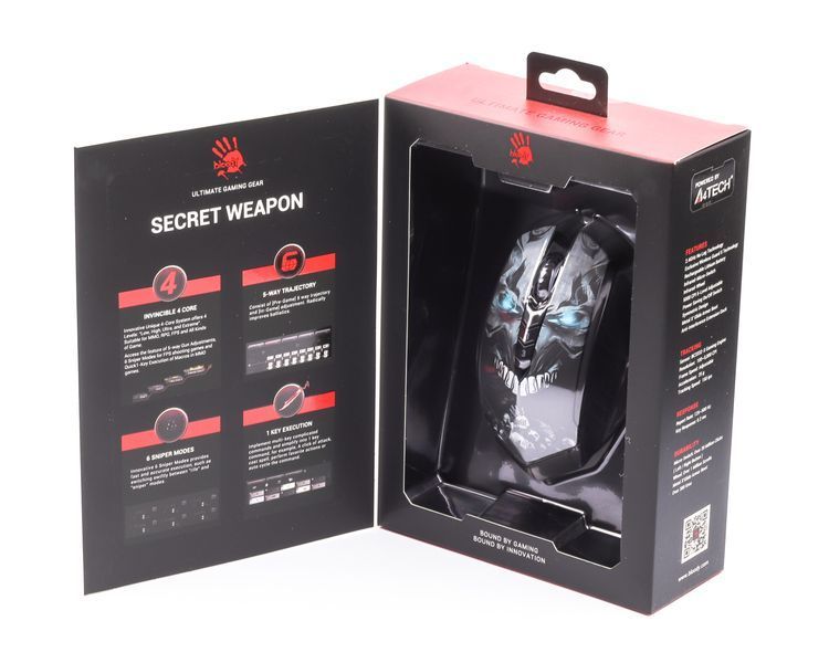 Мышь игровая беспроводная A4-Tech Bloody R80 Plus, черная с рисунком R80 Plus Bloody (Skull) 1605780 фото
