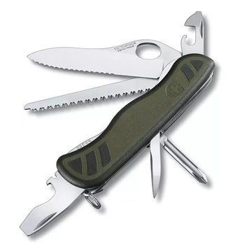 Швейцарський ніж Victorinox Swiss Soldiers Knife 111 мм 10 функцій Зелено-чорний (0.8461.MWCH V77553763 фото