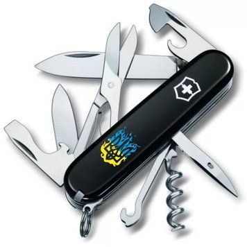 Швейцарський ніж Victorinox Climber Ukraine 91 мм 14 функцій вогняний Тризуб (1.3703.3_T0316u) V77552905 фото