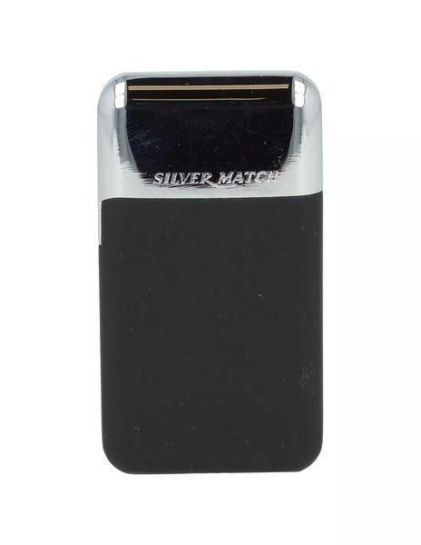 Зажигалка газовая турбо Silver Match ATHENES металл, черно-Серебристый, бархатный мешочек 40674231BLS V77554261 фото