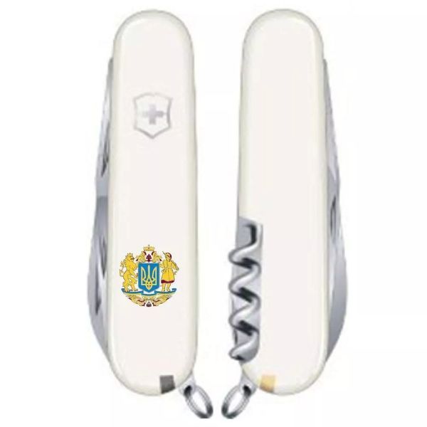 Швейцарский нож Victorinox Spartan Ukraine 91мм 12функций Белый Большой Герб Украины (1.3603.7_T0400u) V77553045 фото