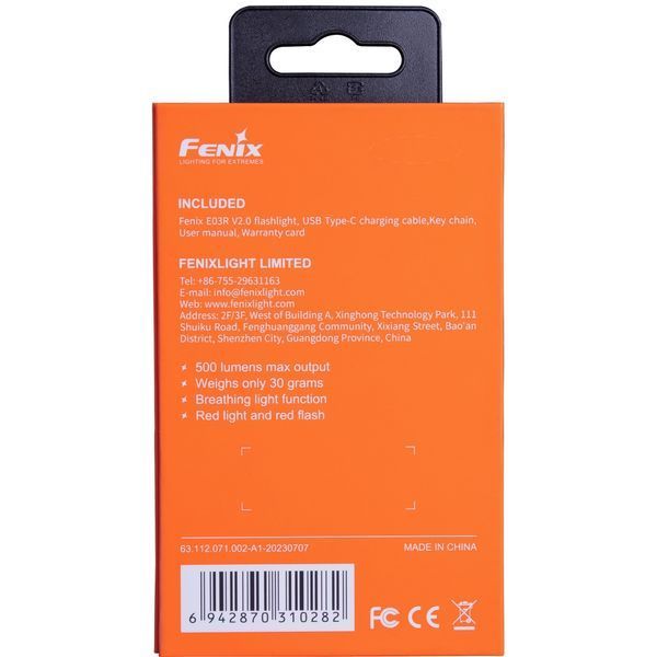 Ліхтар наключний Fenix E03R V2.0, Червоний 97535 фото