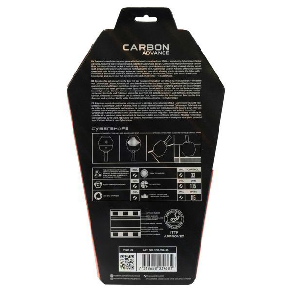 Ракетка для настольного тенниса Stiga Carbon Advance Cybershape FL (1215-1101-35) 932356 фото