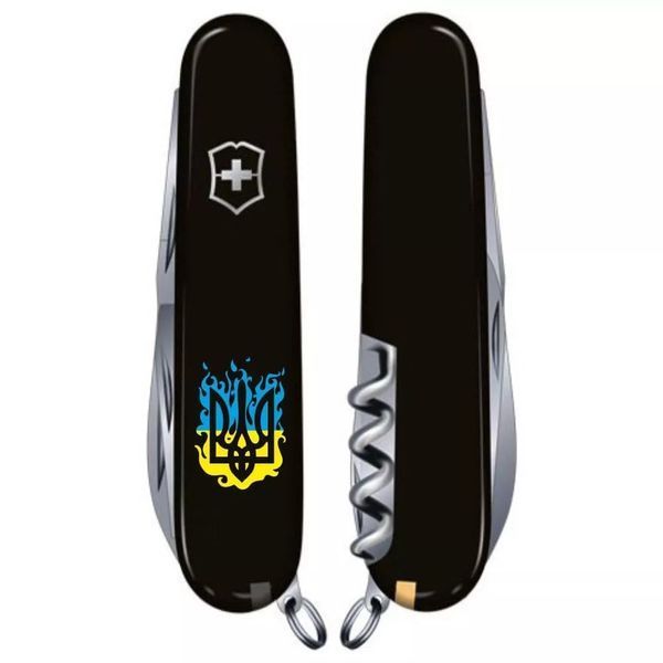 Швейцарський ніж Victorinox Climber Ukraine 91 мм 14 функцій вогняний Тризуб (1.3703.3_T0316u) V77552905 фото