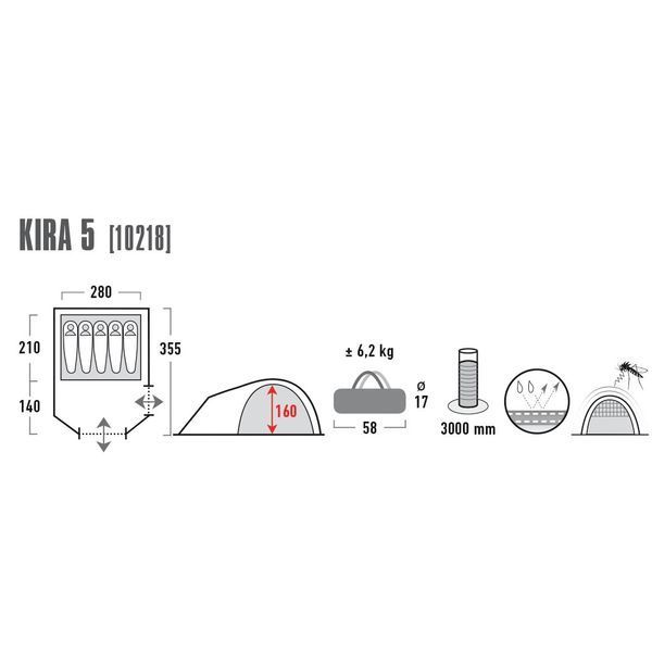 Палатка High Peak Kira 5 Dark Grey/Red (10218) 926275 фото