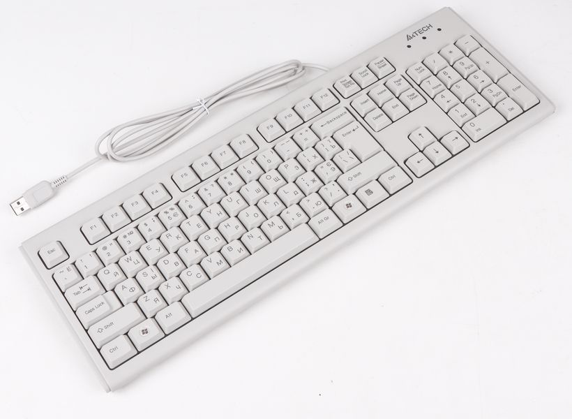 Клавиатура A4-KM-720 USB, белая, Rus+Ukr, ergonomic KM-720 USB (White) 0200082 фото
