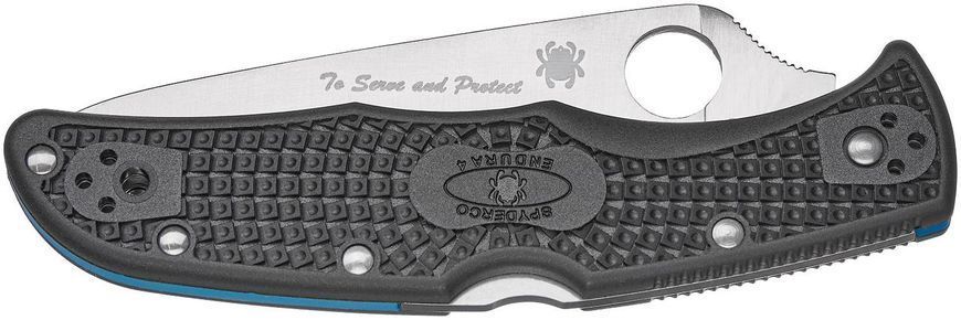 Нож Spyderco Endura 4 Thin Blue Line FRN VG-10 Limited Edition Полусеррейтор C10FPSBKBL 871482 фото