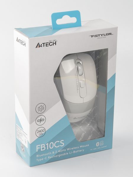 Миша бездротова A4Tech Fstyler FB10CS (Grayish White), USB, колір сірувато-білий FB10CS (Grayish White) 1605600 фото