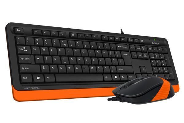 A4Tech Fstyler F1010, комплект дротовий клавіатура з мишою, USB, чорний+помаранчевий колір F1010 (Orange) 1604054 фото