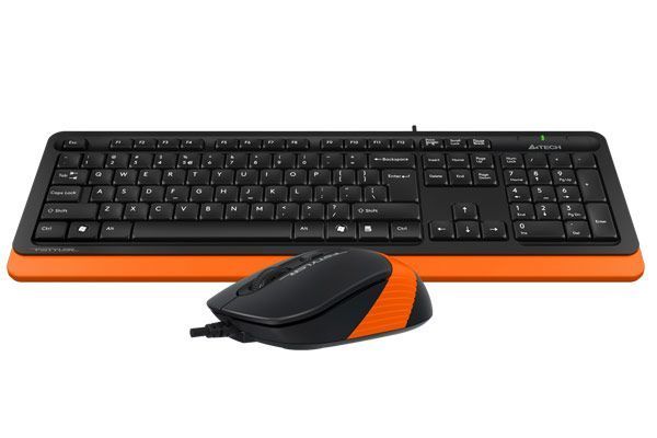 A4Tech Fstyler F1010, комплект дротовий клавіатура з мишою, USB, чорний+помаранчевий колір F1010 (Orange) 1604054 фото