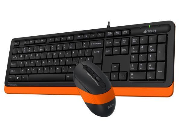 A4Tech Fstyler F1010, комплект дротовий клавіатура з мишою, USB, чорний+помаранчевий колір F1010 (Orange) 1604054 фото