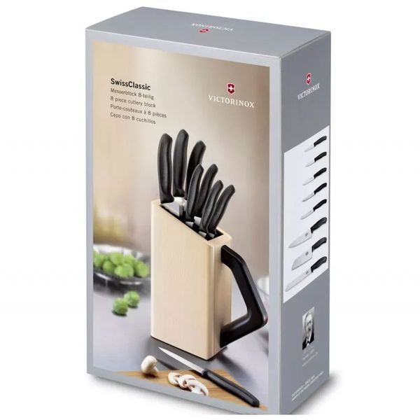 Набір кухонних ножів та підставки Victorinox Swiss Classic Cutlery Block 9 предметів Чорні (6.7173.8) V77551899 фото