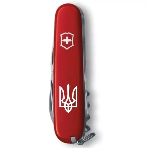 Швейцарський ніж Victorinox Spartan Ukraine 91 мм 12 функцій Тризуб білий (1.3603_T0010u) V77553017 фото