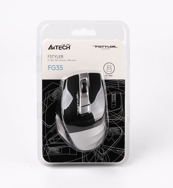 Мышь беспроводная A4Tech Fstyler FG35 (Grey), USB, цвет черный+серый FG35 (Grey) 1604338 фото