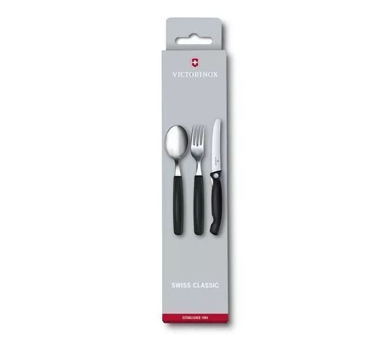 Набір кухонний з 3-х предметів "Victorinox" SwissClassic Table Set із чорними ручками у жорсткому пластиковому чохлі (6.7192.F3) V77551884 фото
