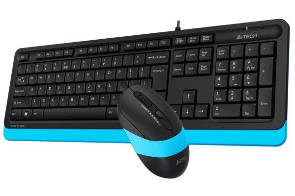 A4Tech Fstyler F1010, комплект проволочный клавиатура с мышью, USB, черный+голубой цвет F1010 (Blue) 1604055 фото