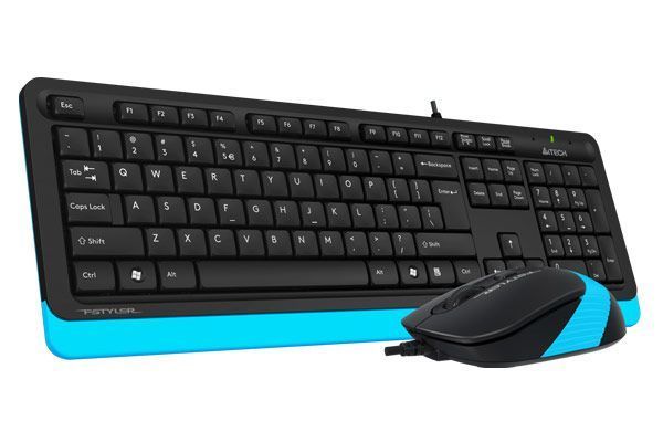 A4Tech Fstyler F1010, комплект проволочный клавиатура с мышью, USB, черный+голубой цвет F1010 (Blue) 1604055 фото