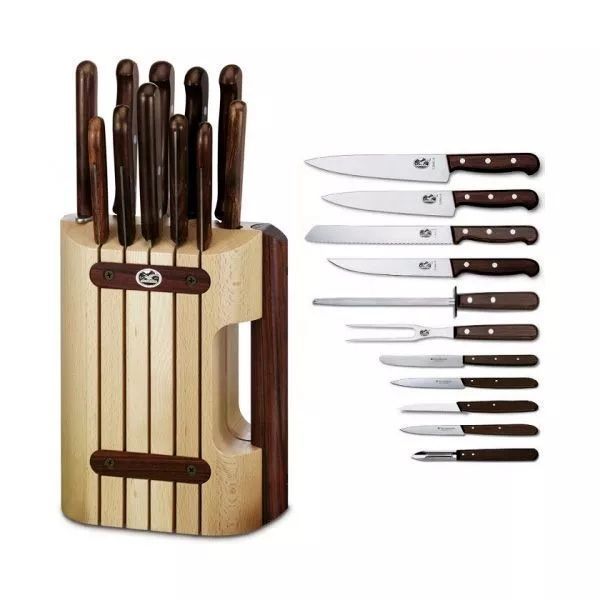 Кухонний набір Victorinox WOOD Cutlery Block на 12 предметів з дерев'яними ручками на підставці 5.1150.11 V77554316 фото