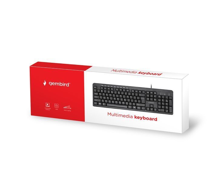 Клавіатура Gembird KB-UM-106-RU, мультимедійна, російська розкладка, USB інтерфейс, чорний колір KB-UM-106-RU 1603869 фото