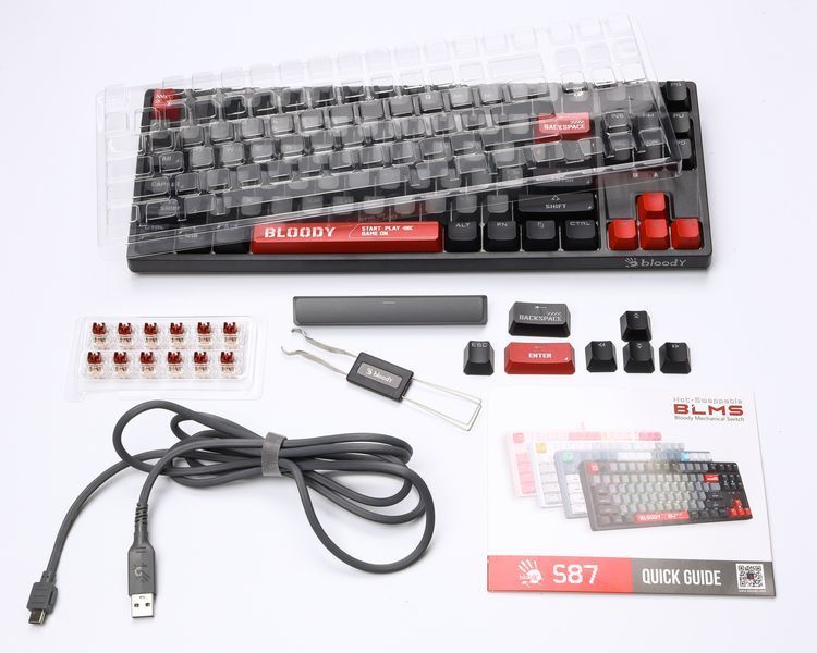 Механическая игровая клавиатура Bloody S87 (Energy Red), красные светящиеся, RGB подсветка клавиш, USB, черный S87 (Energy Red) 1606302 фото