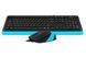 A4Tech Fstyler F1010, комплект проволочный клавиатура с мышью, USB, черный+голубой цвет F1010 (Blue) 1604055 фото 3