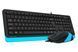 A4Tech Fstyler F1010, комплект проволочный клавиатура с мышью, USB, черный+голубой цвет F1010 (Blue) 1604055 фото 2