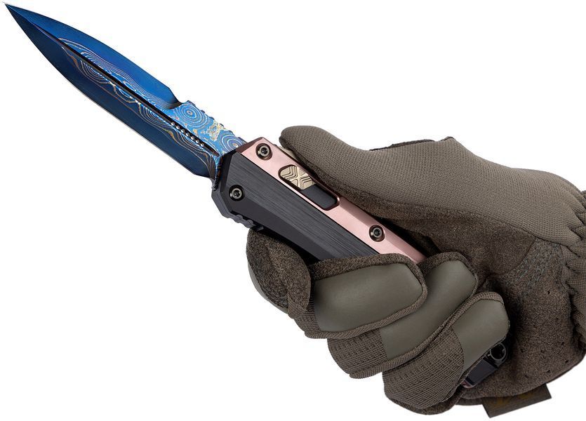 Ніж Microtech Glykon Marfione Select Blued Baker Coppermai Damascus Rose Gold PVD 184-16MS2 14090731 фото