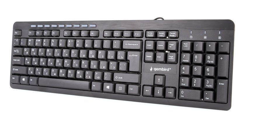 Клавіатура Gembird KB-UM-106-RU, мультимедійна, російська розкладка, USB інтерфейс, чорний колір KB-UM-106-RU 1603869 фото
