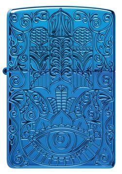 Зажигалка Zippo 46752 Armor High Polish Blue Hamsa Design 77890067 фото