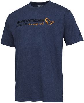 Футболка Savage Gear Signature Logo T-Shirt L Blue melange 18544439 фото